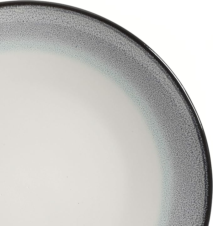 Gibson Elite Rings of Saturn Round Reactive Glaze Stoneware Dinnerware Set Service for Four (16pcs) Teal Blue