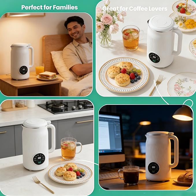 Juicer Nutripour - The 8-in-1 Multifunction Nut Milk Maker 42oz Blender Maker 140℉ Heating &amp 8h Keep Warm 12h Delay Boil Water &amp Self-Cleaning (1pcs)