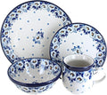 Blue Rose Polish Pottery - Georgia Blue 4 PC Place Setting - Service for 1-1 Place Setting - Great for Everyday Dining Casual Dining or as Formal Dinnerware
