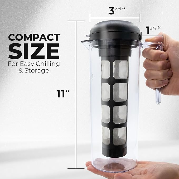 VINCI Cold Brew 360 Plastic Cold Brew Coffee Maker Featuring Patented Dual Filter 360 Brewing Technology Cold Brew for Iced Coffee (1.4 Liter / 47 FL.OZ)