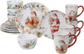 Christmas Story 16pc Dinnerware Set – Service for 4 with Santa Plates Bowls &amp Mugs – Vintage Holiday Ceramic Set Featuring Festive Art Red Accents &amp Seasonal Charm