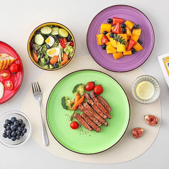vancasso Bonita Stoneware Dinnerware Sets 12 Pieces Dishes SetPolished Round Plates and Bowls Set for 4 Dishwasher and Microwave Safe Multicolor