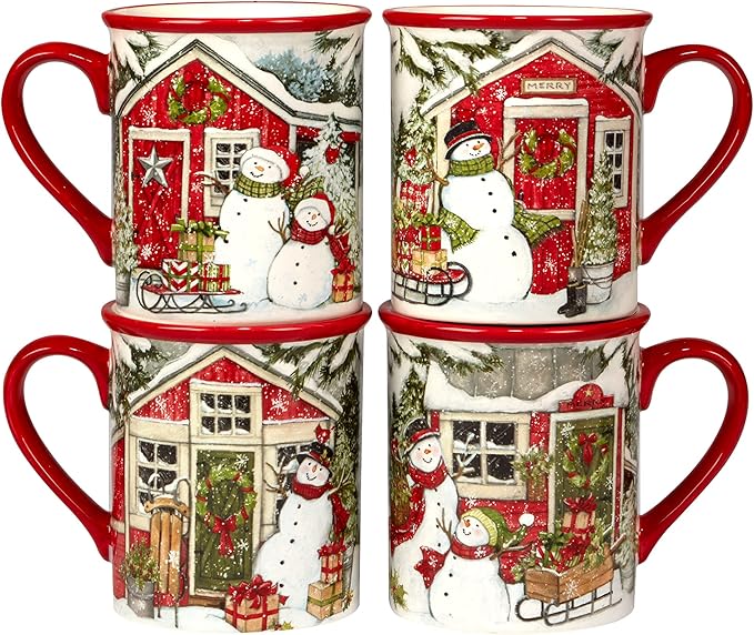Certified International Snowman's Farmhouse 16 Pc. Dinnerware Set Service for 4