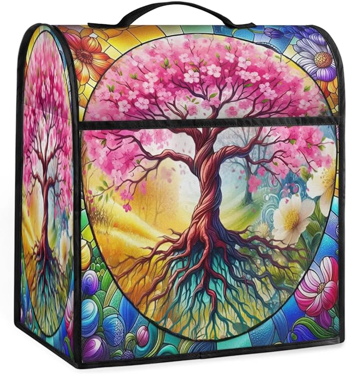 Kitchen Aid Mixer Cover Tree Of Life Flower Stand Mixer Cover Compatible with 6-8 Quarts Stand Mixers Dust Covers with Zipper Pocket Foldable Washable Kitchen Aid Organizer Bag