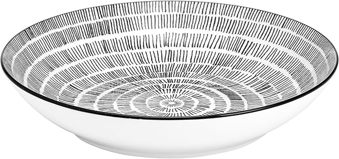 Pfaltzgraff Sketch Serenade Geometric 12 Piece Plates Bowls Dinnerware Set Black and White