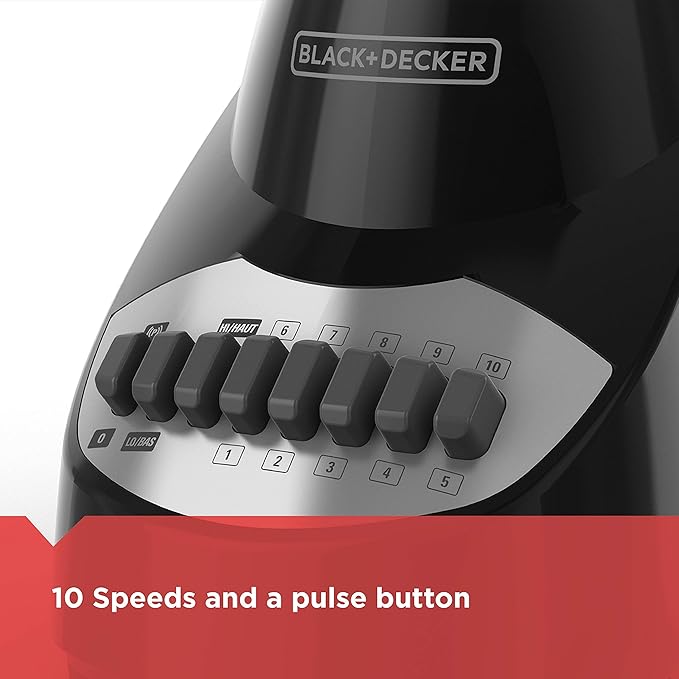 BLACK+DECKER 10-Speed Countertop Blender Bundle with 5-Cup Glass and 6-Cup Plastic Jars Stainless Steel Blades