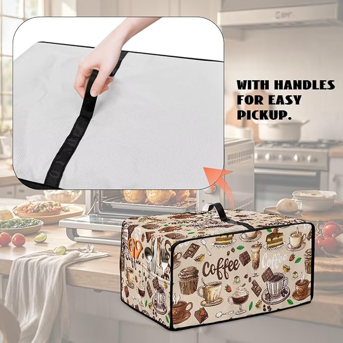 Toaster Oven Heat-Resistant Modern Toaster Oven Heavy Duty Dust-proof Microwave Cover with Storage Side Pockets Protects from Appliances Spills Stain Coffee Dessert