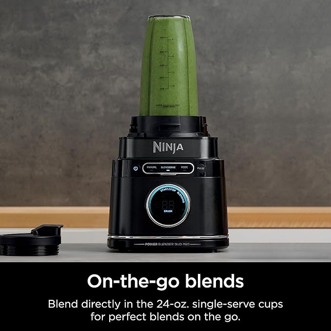 Ninja Blender &amp Food Processor All-in-One | For-Smoothies Food and More | Kitchen Countertop | Includes 72 oz. Pitcher &amp (2) 24 oz. To-Go Cups with Lids | 1800 Watt | Black | TB301