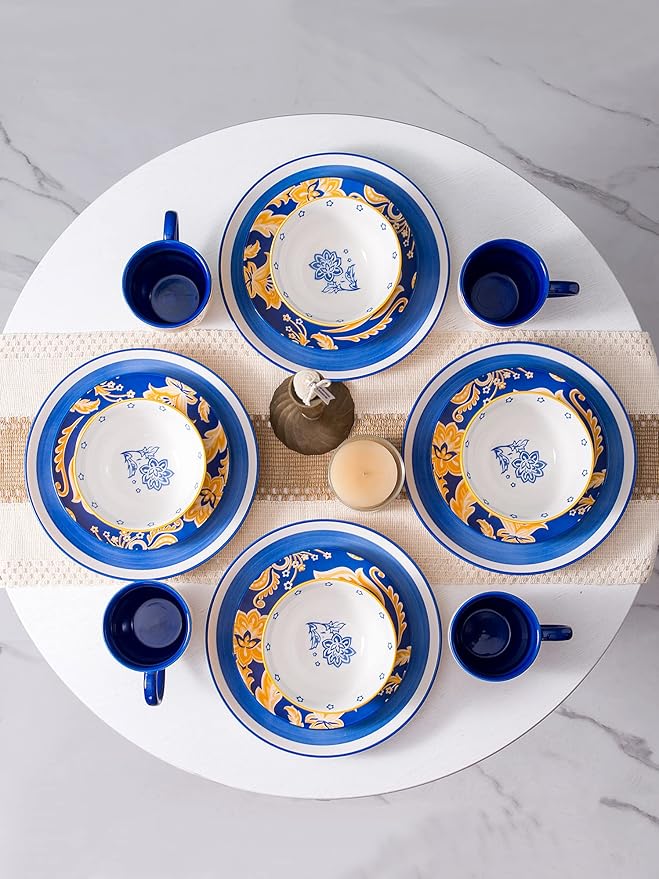 Wisenvoy Plates and Bowls Sets Ceramic Dinnerware Sets Plate Set Porcelain Dishes Set for 4 Dinner Plates