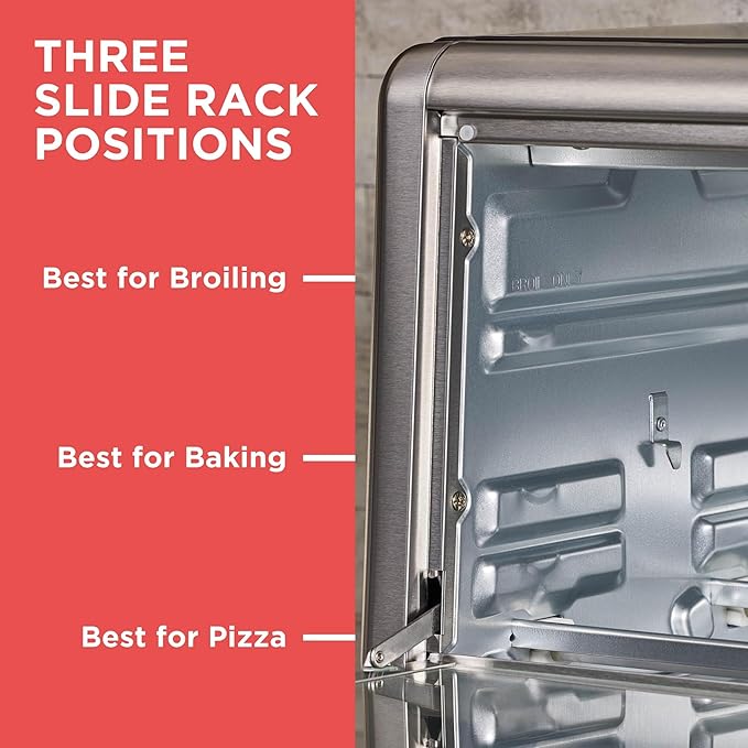 BLACK+DECKER TO3250XSBD 8-Slice Extra Wide Convection Countertop Toaster Oven Includes Bake Pan Broil Rack &amp Toasting Rack Stainless Steel/Black