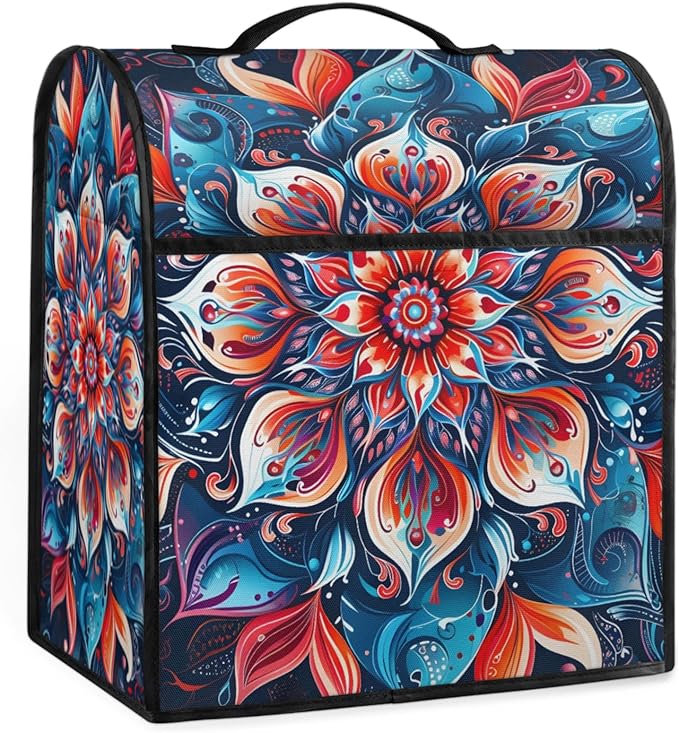 cfpolar Kitchen Aid Mixer Cover Compatible with 6-8 Quarts Ethnic Colorful Mandala Stand Mixer Cover Kitchen Aid Mixers Accessories Appliance Organizer Bag Dust Covers with Zipper Pocket