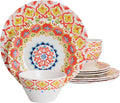 Gates California Designs 12 Piece Dinnerware Set in Multi-Color Multi Color Floral Traditional Round Dishwasher Safe
