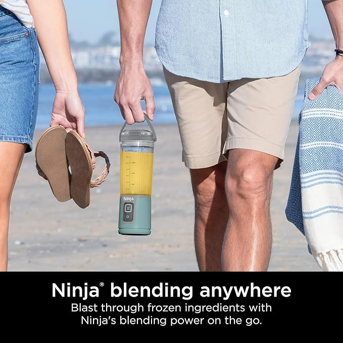 Ninja Blast 16 oz. Personal Portable Blender with Leak Proof Lid and Easy Sip Spout Perfect for Smoothies Cordless USB-C Rechargeable Dishwasher Safe Parts (Renewed) (Forest Green)