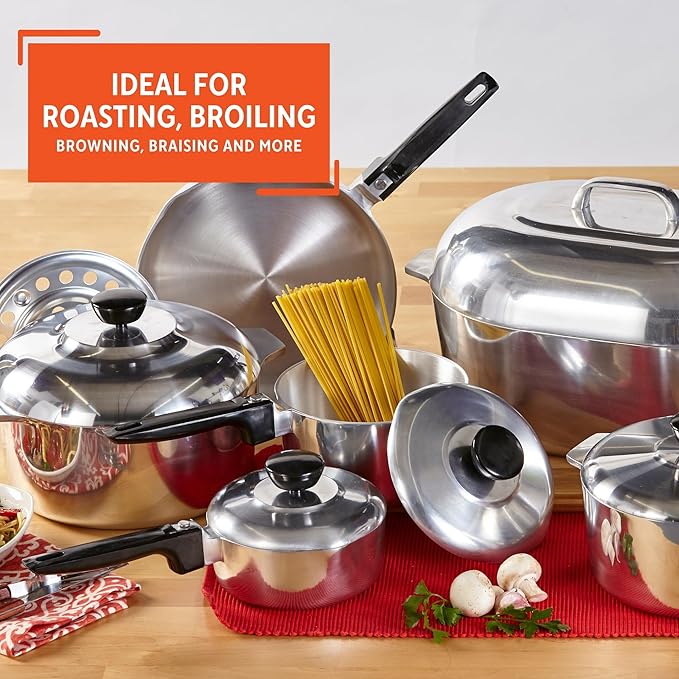 IMUSA USA Heavy Duty 13-Piece Cast Aluminum Cajun Cookware Set Silver