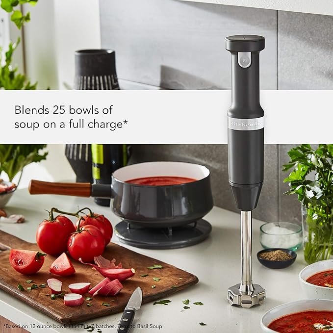 KitchenAid Cordless Variable Speed Hand Blender with Chopper and Whisk Attachment - KHBBV83