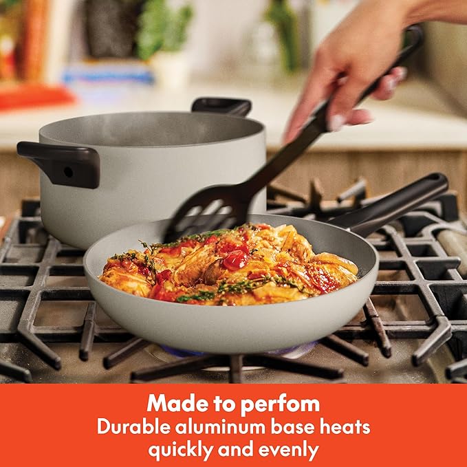 bella 21 Piece Kitchen Set with EverGood™ Ceramic Nonstick Coating Dishwasher &amp Oven Safe All Stovetops Compatible Tempered Glass Lids &amp Cool Touch Handles Oatmilk
