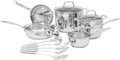 Amazon Basics Stainless Steel Cookware 15-Piece Set Oven Safe Induction-Ready Even Heating Easy to Clean Stay-Cool Handles Pots and Pans Silver