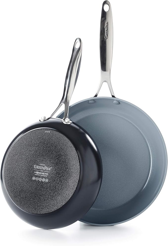 GreenPan Valencia Pro Hard Anodized Induction Safe Ceramic Nonstick 10 and 12 Set Gray &amp Lima 1QT and 2QT Ceramic Non-Stick Saucepan Set Gray -