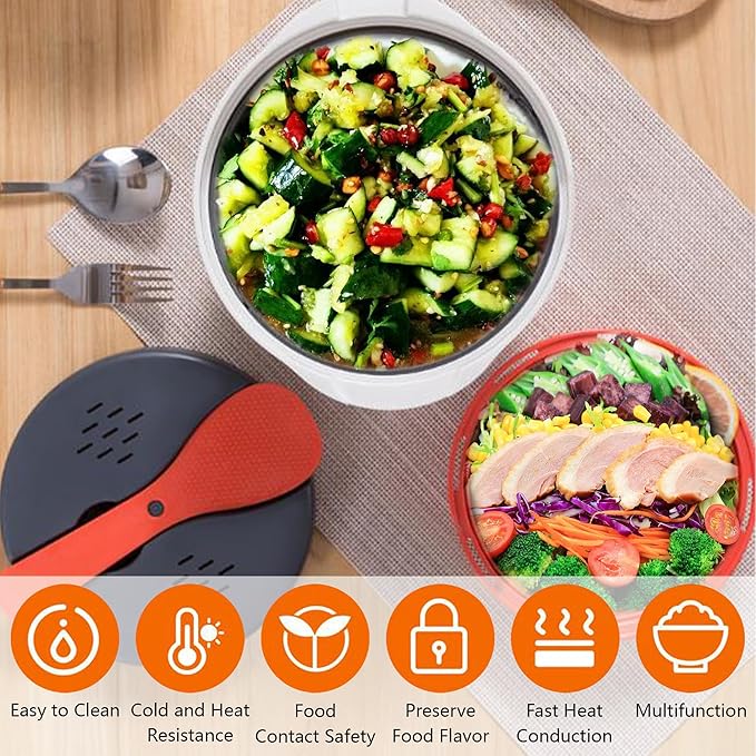 Microwave Rice Cooker Steamer Set: 2L Microwave Pasta Cooker with Rice Spoon Lid Strainer Non-stick Rice Cooker Steaming Pot for Rice Pasta Vegetables Quinoa Oatmeal Ramen (Orange)