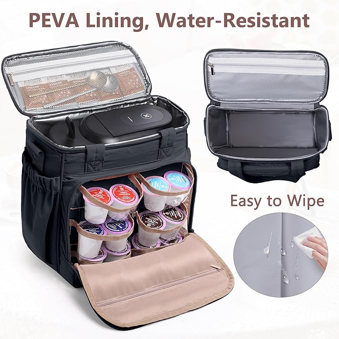 BAGSPRITE Coffee Maker Travel Bag Compatible with Keurig K-Mini Mate Carrying Case for K-Cup Single Serve Coffee Maker Portable Coffee Maker Case with Pod Organizer Mug Pockets &amp Shoulder Strap