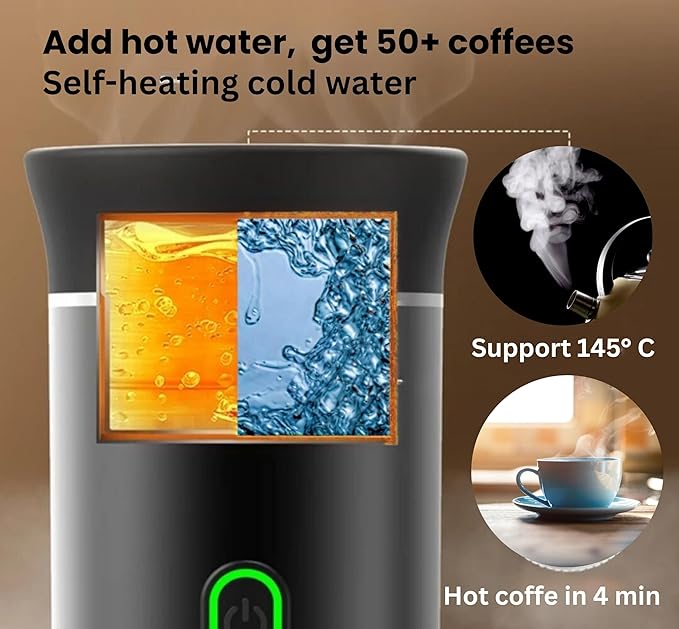 Sm4rt Battery Operated Coffee Maker 3 in 1 Portable Coffee Maker 12v Coffee Maker for Car Cafetera Portable USB Espresso Travel Espresso Maker NS Capsule Dolce Gusto Ground Powder (White)