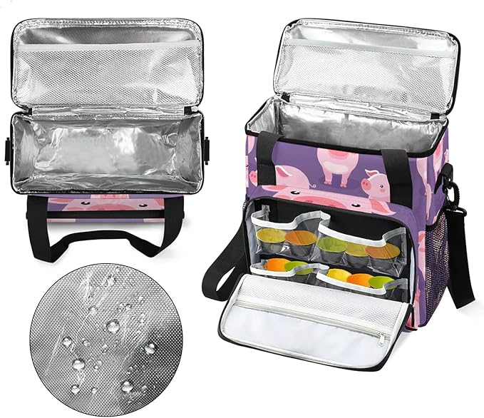 Pig Travel Coffee Maker Carrying Bag Large Organizer Storage Tote Bag Insulated Reusable Cooler Grocery Bags
