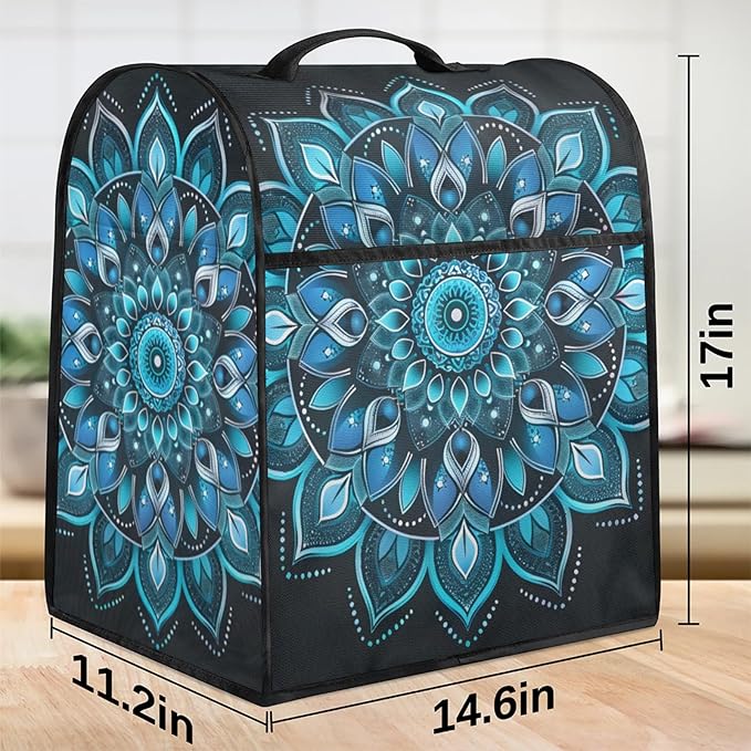 cfpolar Kitchen Aid Mixer Cover Compatible with 6-8 Quarts Ethnic Mandala Blue Floral Stand Mixer Cover Kitchen Aid Mixers Accessories Appliance Organizer Bag Dust Covers with Zipper Pocket
