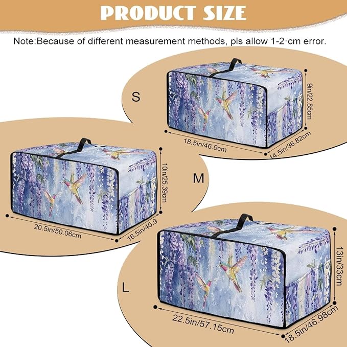 Heat-resistant Toaster Oven Cover Waterproof Dust-Proof Protective Case with Storage Pockets to Hold Jam Spreader Knife &amp Toast Machine Tongs Gazing Hummingbird