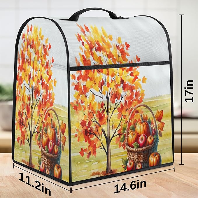 cfpolar Kitchen Aid Mixer Cover Compatible with 6-8 Quarts Autumn Apples Maple Leaves Stand Mixer Cover Kitchen Aid Mixers Accessories Appliance Organizer Bag Dust Covers with Zipper Pocket