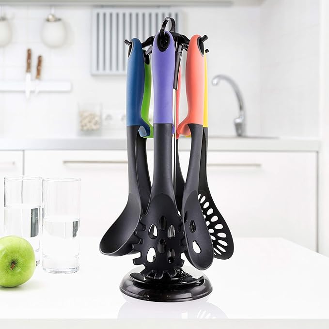 MegaChef Nylon Tool Cookware Utensil Set 7 Piece Assorted Multi-Color