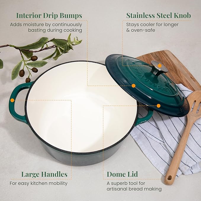 Larder &amp Vine 21 Piece Cookware Set (Bondi) | Dutch Oven Utensil Set Saucepan Skillet and Trivets