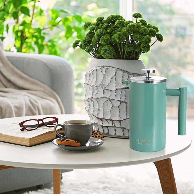 Mixpresso Green Stainless Steel French Press Coffee Maker 26 Oz 770 Ml Double Wall Insulated French Press Stainless Steel Easy Clean Tea Brewer Easy Press Durable Metal Coffee Press