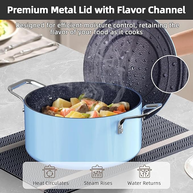 Nuwave Lux 13pc Forged Lightweight Cookware Set PFAS Free Healthy G10 Duralon Ceramic Coating Ultra Non-Stick Stay-Cool Handles Works on All Cooktops &amp Induction Ready