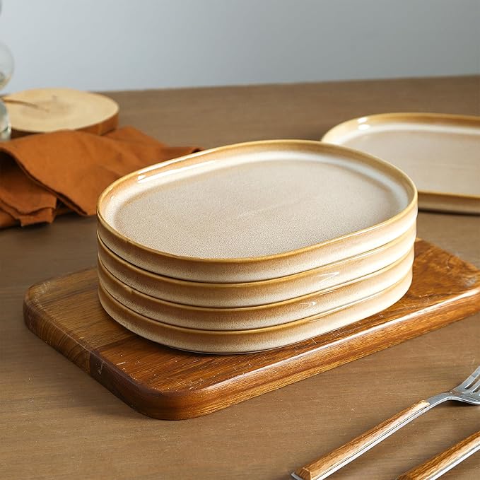 Stone Lain Cairo 24-Piece Dinnerware Set Stoneware Plates and Bowls Set Microwave and Dishwasher Safe Includes Dinner and Salad Plates Cereal Bowls Dishes for 8 Sand