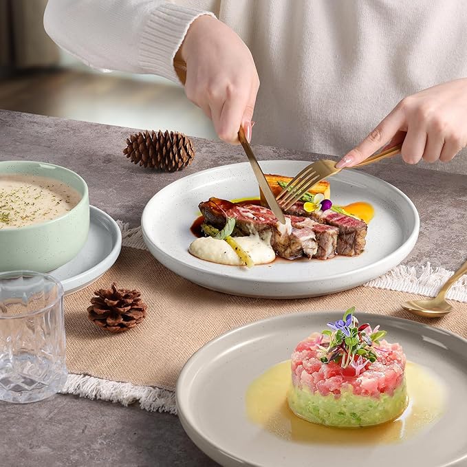 Vesteel 18-Piece Dinnerware Set Ceramic Plates and Bowls Set for 6 Speckled Stoneware Dishes Set for Family Microwave &amp Dishwasher Safe - Multi-Color
