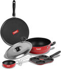 Sumeet 2.6mm Thick Non-Stick Rudh Cookware set (Dosa Tawa – 26.5cm Dia + Mini Multi Snack Maker – 19.5cm Dia + Kadhai With Lid – 1.5Ltr capacity- 20cm Dia + Tadka Pan – 10cm Dia)