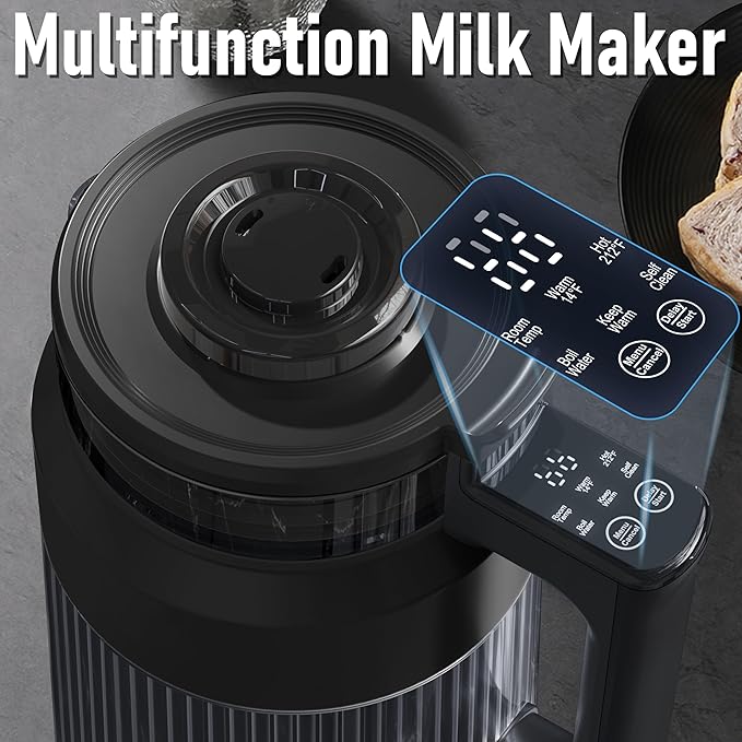 6-in-1 Nut Milk Maker8 Blade 27oz Soy Milk Maker Machine with Delay Start/Keep Warm/Self-Cleaning/Boil Water