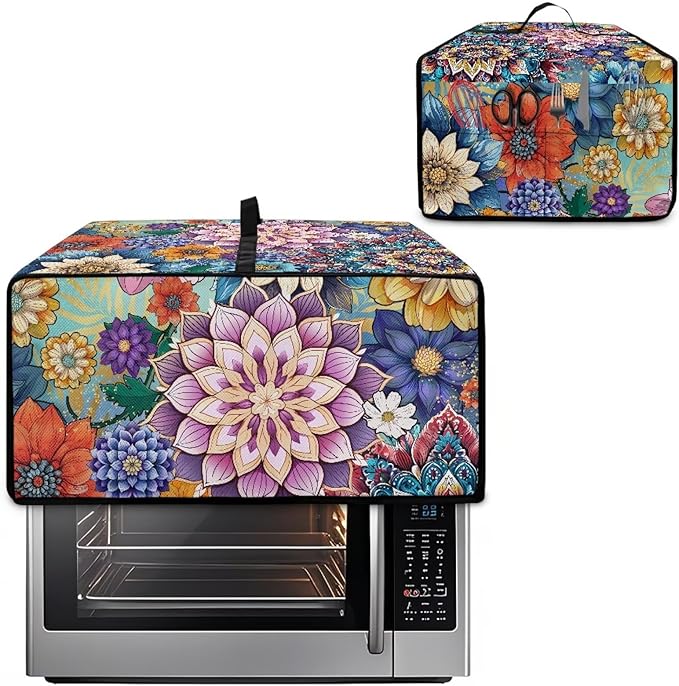 Doojoayie Colorful Floral Toaster Cover 4 Slice Bread Making Machine Dust Protector Dust-proof Appliance Covers for Toaster/Small Appliance/Air Fryer