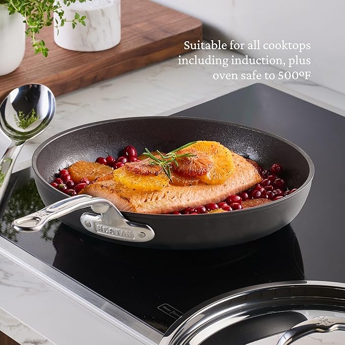 Hestan TITUM Fusion 3-Piece Nonstick Skillet Set (8 9.5 &amp 12.5) Double Impact Stainless Steel Base &amp Aluminum Body Induction Compatible Made without PFOAs