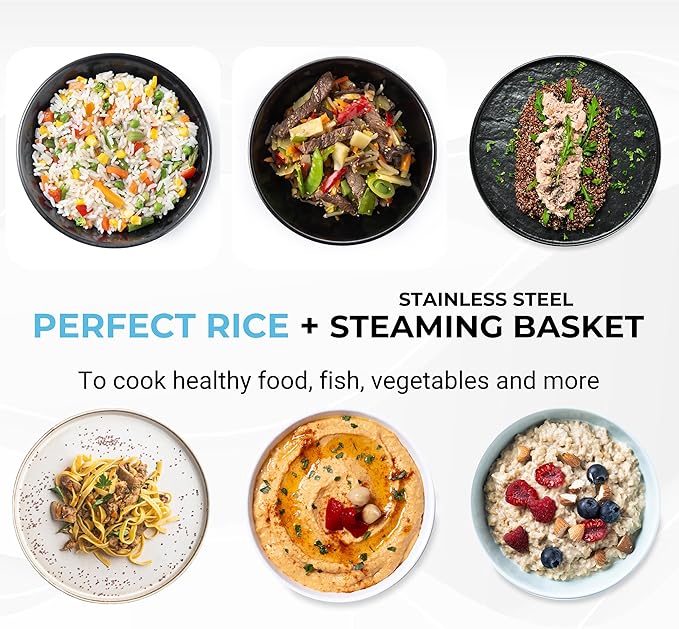 Courant 10-Cup (Cooked) / 5-Cup Uncooked Rice Cooker and Steamer with One-Touch Operation Automatic Keep Warm Function and Chrome Accents Black
