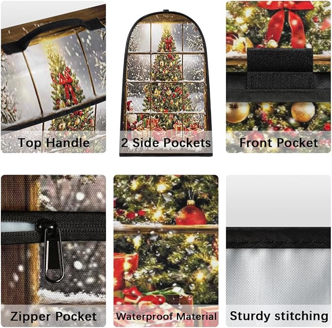 cfpolar Kitchen Aid Mixer Cover Compatible with 6-8 Quarts Christmas Tree Santa Claus Stand Mixer Cover Kitchen Aid Mixers Accessories Appliance Organizer Bag Dust Covers with Zipper Pocket