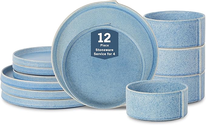 Stone Lain Bao 12-Piece Dinnerware Set Stoneware Blue