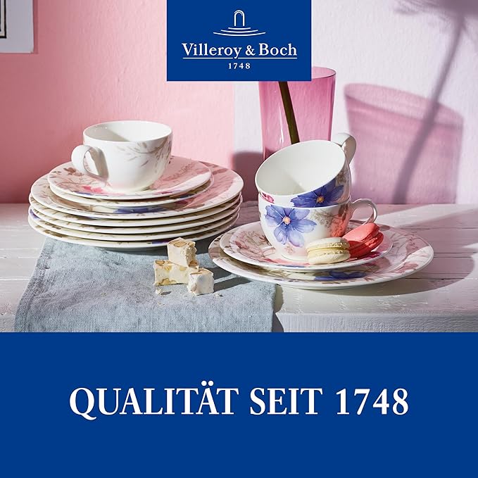 Villeroy &amp Boch Mariefleur Gris Basic Coffee Set for up to 6 People 18 Pieces Premium Porcelain White/Blue/Grey