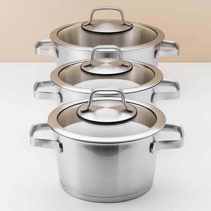 BergHOFF 1110005 10pc (S) Pans Saucepans – Kits Kit (Stainless Steel Stainless Steel Stainless Steel Stainless Steel Glass Ceramic Gas Halogen Induction Sealed Plate)