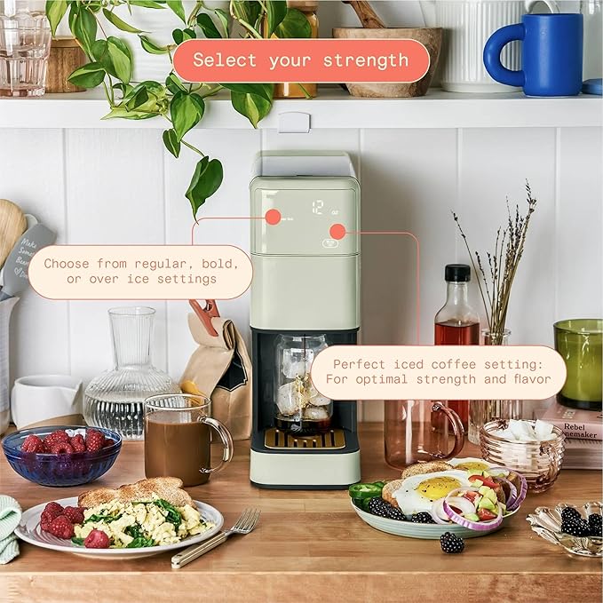Perfect Grind™ Programmable Single Serve Coffee Maker White Icing by Drew Barrymore (Sage Green)