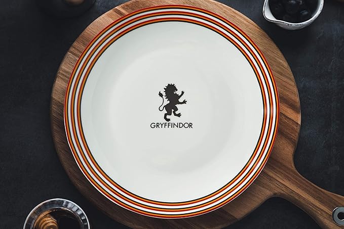 Harry Potter Gryffindor Porcelain 16 piece Dinnerware Set for 4 - Includes 4 Dinner Plates 4 Salad Plates 4 Bowls and 4 Mugs