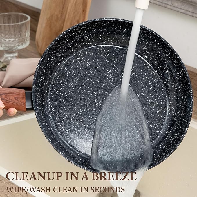 26Pcs Pots and Pans Nonstick Ceramic Cookware Set Nontoxic Kitchen Cooking Set with Steamers Utensils Induction Compatible PFAS/PFOA Free Oven and Dishwasher Safe Black