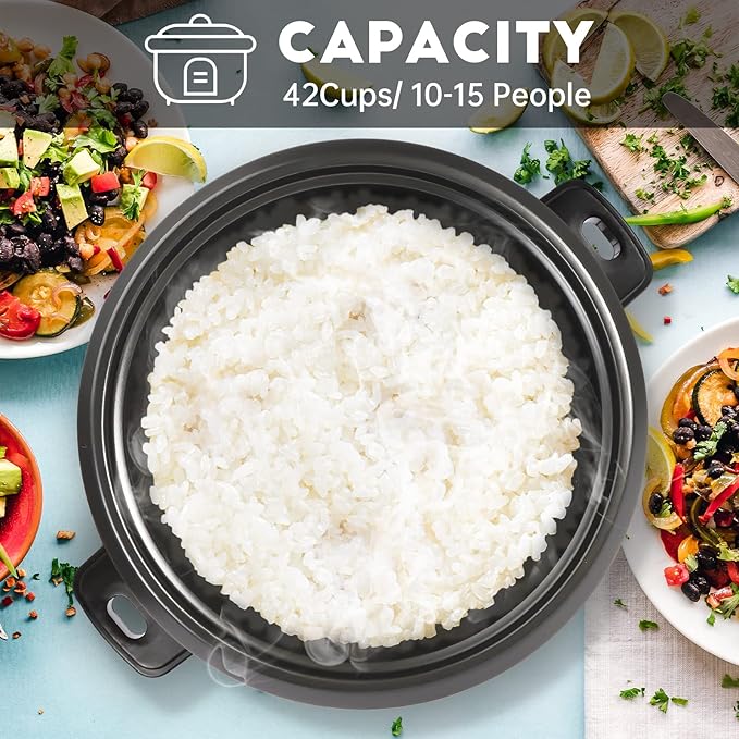 Wantjoin Rice cooker Stainless Rice Cooker &amp Warmer Commercial Rice cooker for party and family(10L capacity for 4.2L rice42CUPS) Brown