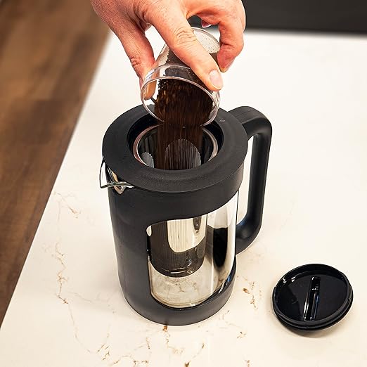 The London Sip Cold Brew Coffee Maker 1500ml Cold Brew Pitcher with 304 Stainless Steel Filter Borosilicate Glass Iced Coffee Pitcher with Handle &amp Pour Spout Reusable Cold Brewer for Coffee &a