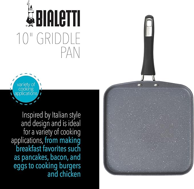 Bialetti Impact Non-Stick 10 in. Square Griddle Gray